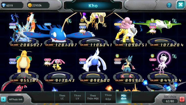 Mã : #TTS7133 - S1919 - V10 BXH : 17 - Unvoa Kyogre RX Bá Chủ Raikou lugia mes nhiều pet ht