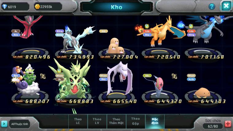 Mã : #TTS7133 - S1919 - V10 BXH : 17 - Unvoa Kyogre RX Bá Chủ Raikou lugia mes nhiều pet ht
