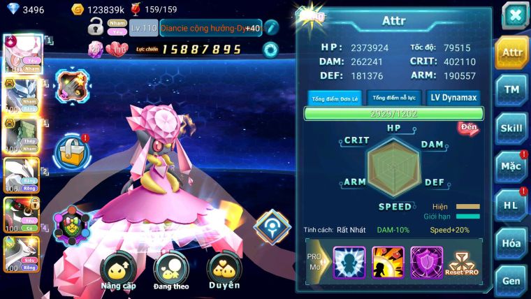 Mã : #TTS7141 - S1768 - V12 - 958S - Diancie CHD Full SS Rắn Băng Sakata Bc Unvoa Nhiều Pet HT