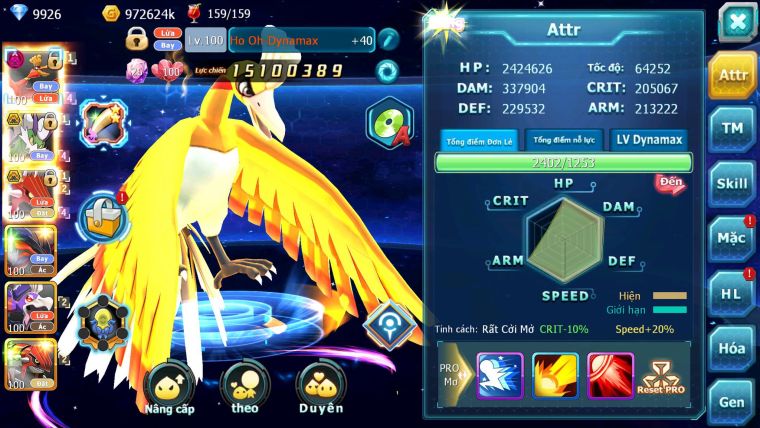 Mã : #TTS7154 - S1793 - V12 - BXH : 40 - 4K Sách - Ho-oh Dnm Thần Gio Bc Qvld Bc Yvetal Drak ho-oh