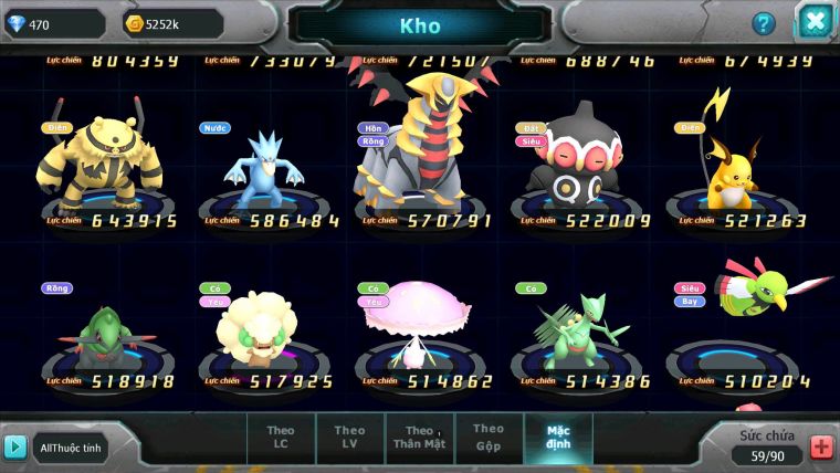 Mã : #TTS7162 - S1914 - 200S - Unvoa Ho-oh Groudon nhiều pet