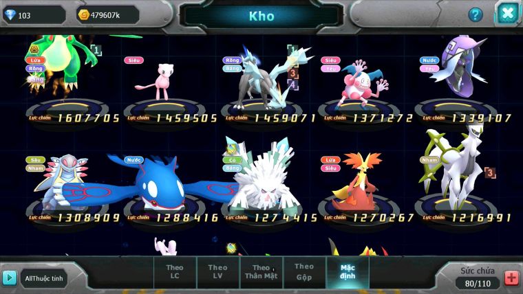 Mã : #TTS7159 - S1378 - V6 - Unova WB Bá Chủ Ho-oh Groudon Cặp Lati diancie nhiều pet ht