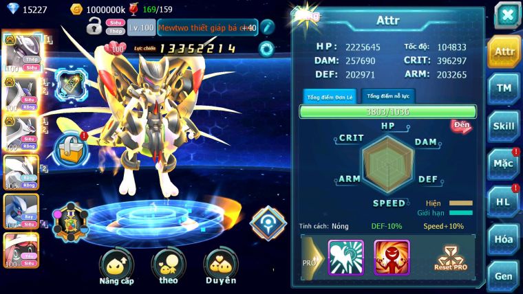 Mã : #TTS7156 - S1530 - V10 - 15K KC - Mew giáp bá chủ cặp lati bc build khỏe